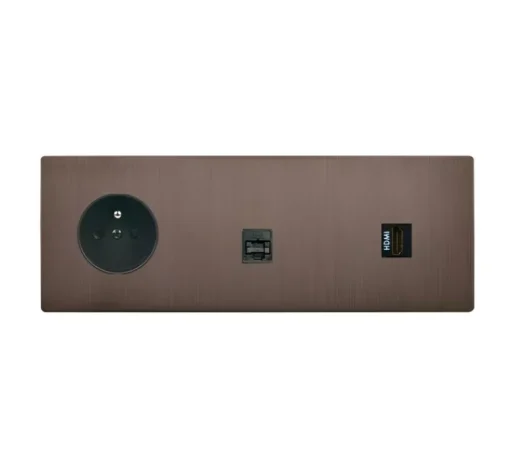 Prise*Modelec Prise, M, Triple horizontal, Canon de fusil, Prise-2P+T x1, Prise-RJ45 x1, Haut parleur x1, L22,2cm, H8cm -