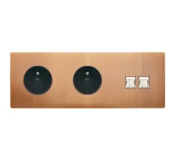 Prise*Modelec Prise, M, Triple horizontal, Vieux bronze, Prise-2P+T x2, Prise-RJ45 x2, L22,2cm, H8cm -