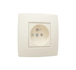 Prise*Niko Prise, Original, Simple, Cream, Prise-2P+T x1, L8,3cm, H8,3cm -