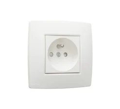 Prise*Niko Prise, Original, Simple, White, Prise-2P+T x1, L8,3cm, H8,3cm -