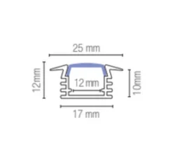 Profilé, Berlino, noir, L200cm, H1,2cm - Nedgis
