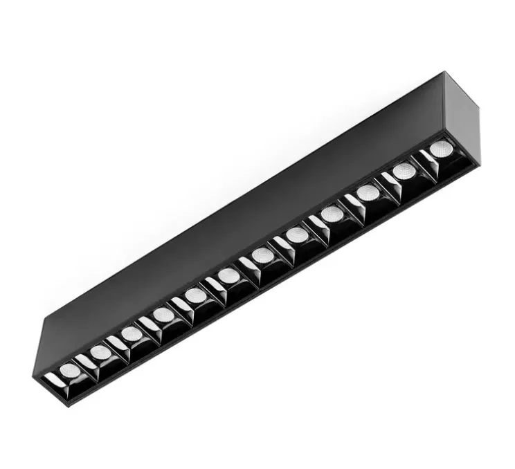 Profilé encastrable, Neso Point-12, noir mat, 34°, LED, 2700K, 1073 lm, L32cm, H5,6cm - Faro
