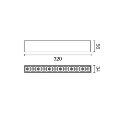Profilé encastrable, Neso Point-12, noir mat, 34°, LED, 2700K, 1073 lm, L32cm, H5,6cm - Faro