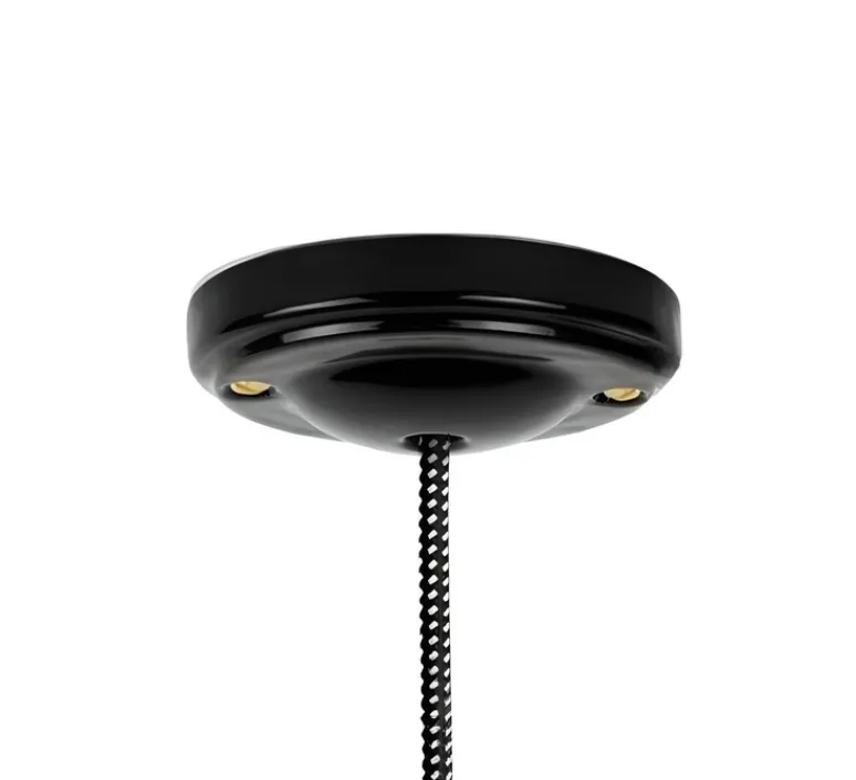 Rosace & Câble*Zangra Rosace porceleine 038.b, , Ø10cm - noir