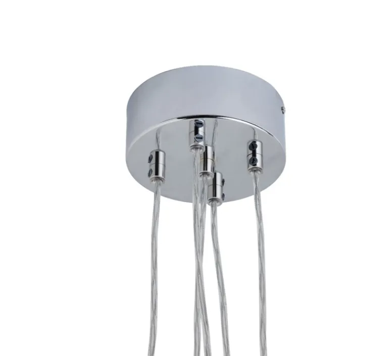 Rosace & Câble*Ebb and Flow Rosace ronde multiple, Uva, 5 connexions, , Ø13cm, H15cm - argent brillant