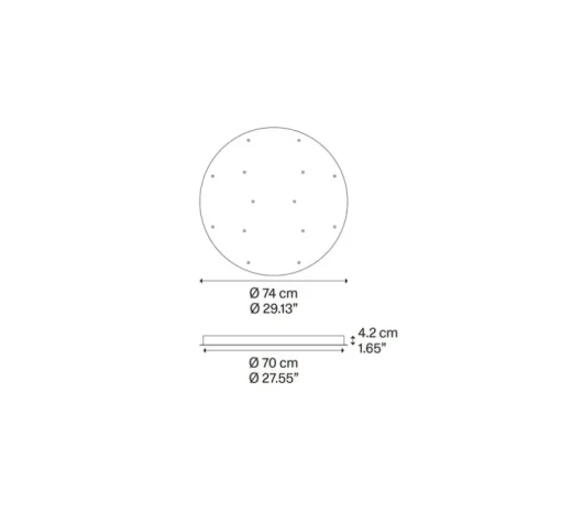 Rosace, Rosace 14 lights, blanc mat, Ø74cm, H4,2cm - Lodes