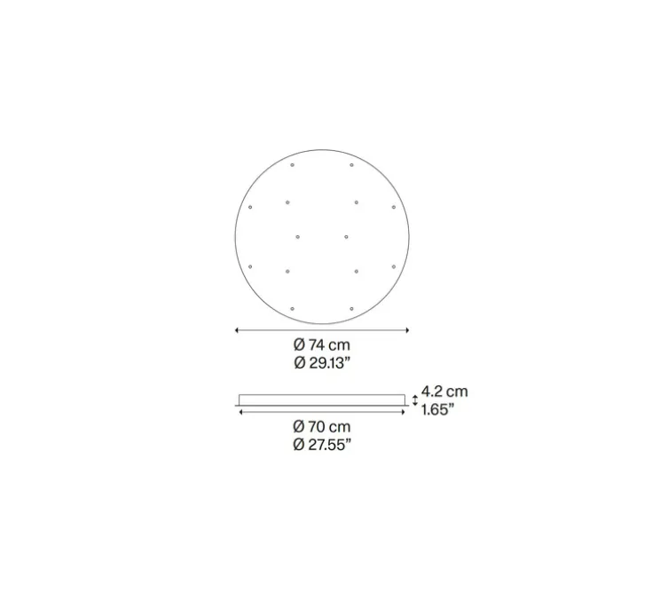Rosace, Rosace 14 lights, blanc mat, Ø74cm, H4,2cm - Lodes