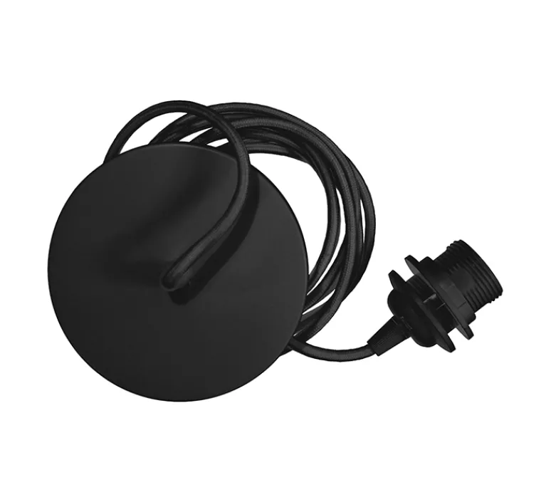Rosace & Câble*Umage Rosace, Rosette, métal, , Ø14cm + douille E27, câble 2m - noir