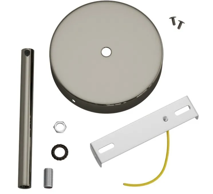 Rosace simple, série métal, avec sortie centrale, perle noire, Ø12cm, H17,5cm - Creative Cables