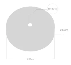Rosace simple, série métal, avec sortie centrale, blanc mat, Ø12cm, H17,5cm - Creative Cables