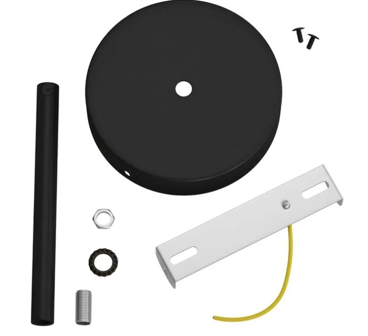 Rosace simple, série métal, avec sortie centrale, noir, Ø12cm, H17,5cm - Creative Cables