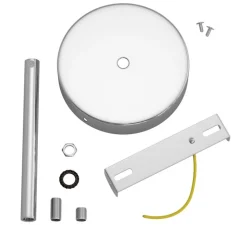 Rosace & Câble*Creative Cables Rosace simple, série métal, avec sortie centrale, , Ø12cm, H17,5cm - Chrome