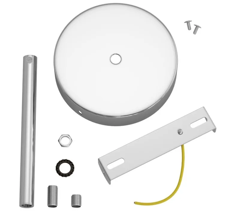 Rosace & Câble*Creative Cables Rosace simple, série métal, avec sortie centrale, , Ø12cm, H17,5cm - Chrome