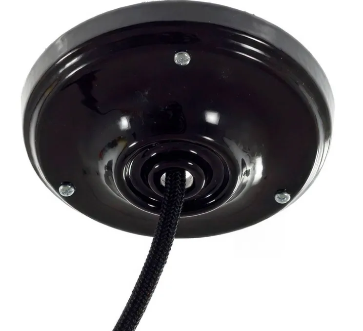 Rosace simple, série porcelaine, noir, avec sortie centrale, Ø10,5cm, H3cm - Creative Cables