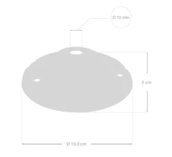 Rosace simple, série porcelaine, noir, avec sortie centrale, Ø10,5cm, H3cm - Creative Cables