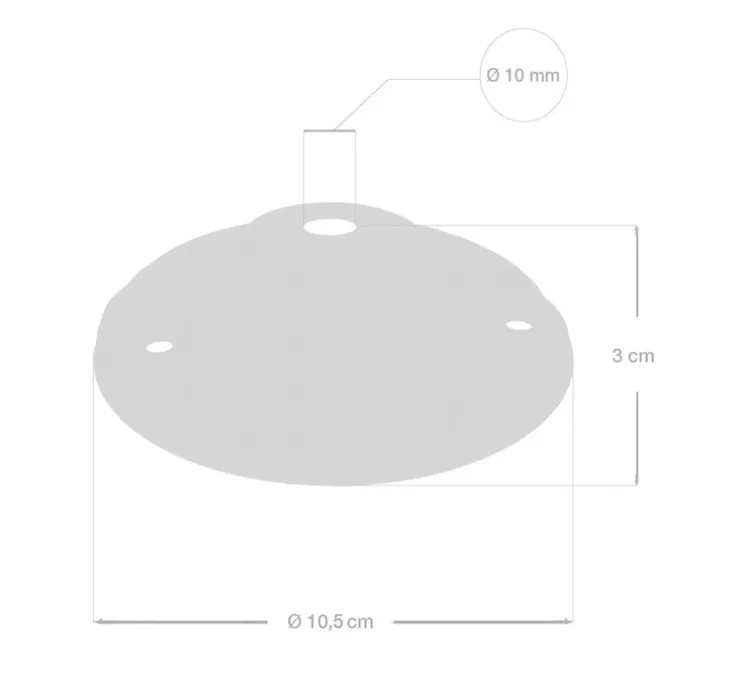 Rosace simple, série porcelaine, noir, avec sortie centrale, Ø10,5cm, H3cm - Creative Cables