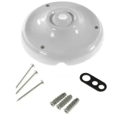 Rosace simple, série porcelaine, blanc, avec sortie centrale, Ø10,5cm, H3cm - Creative Cables