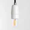 Socket, douille, porcelaine, blanc, E14, 6W max, H7cm, Ø 3,4 cm - Zangra