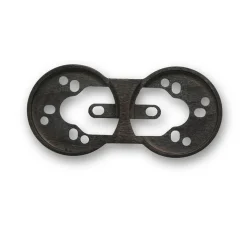 Socle, Do, Double horizontal, Hêtre obscurci, Interrupteur et Prise, L13,6cm, H6,4cm - Fontini