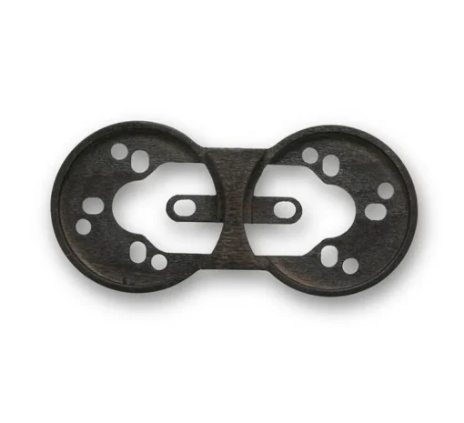 Socle, Do, Double horizontal, Hêtre obscurci, Interrupteur et Prise, L13,6cm, H6,4cm - Fontini