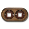 Accessoires*Fontini Socle, Garby, Double, Hêtre vieilli, Interrupteur et prise, L18,5cm, H3cm -