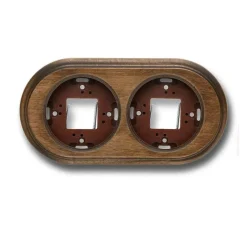 Accessoires*Fontini Socle, Garby, Double, Hêtre vieilli, Interrupteur et prise, L18,5cm, H3cm -