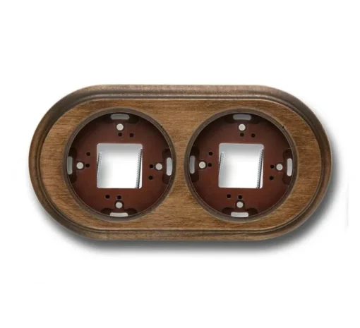 Accessoires*Fontini Socle, Garby, Double, Hêtre vieilli, Interrupteur et prise, L18,5cm, H3cm -