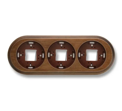 Socle, Garby, Triple, Hêtre vieilli, Interrupteur et prise, L25,5cm, H3cm - Fontini