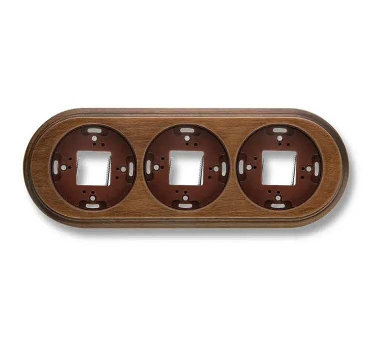Socle, Garby, Triple, Hêtre vieilli, Interrupteur et prise, L25,5cm, H3cm - Fontini