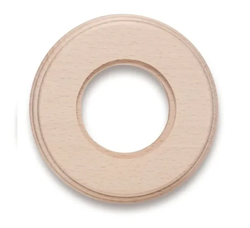 Socle pour interrupteur prise, Garby Colonial, Simple, hêtre sans vernis, Ø10,2cm - Fontini
