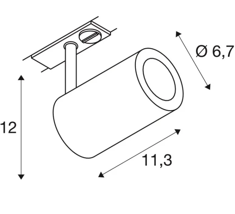 Plafonnier & Spot*SLV Spot , Enola B, pour rail 1 phase , GU10, , Ø6,7cm, H12cm - noir