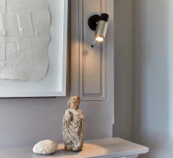 Plafonnier & Spot|Applique*DCW éditions Paris Spot, Biny LED, noir et or, sans interrupteur, dim, 2700K, 450lm, L6,5cm, H15,4cm - base noir, lens or