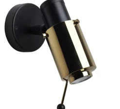 Plafonnier & Spot|Applique*DCW éditions Paris Spot, Biny LED, noir et or, sans interrupteur, dim, 2700K, 450lm, L6,5cm, H15,4cm - base noir, lens or