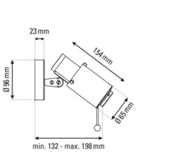 Plafonnier & Spot|Applique*DCW éditions Paris Spot, Biny LED, noir et or, sans interrupteur, dim, 2700K, 450lm, L6,5cm, H15,4cm - base noir, lens or