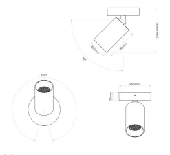 Applique|Plafonnier & Spot*Astro Spot, Can 50 Single, , LED, 3000K, 502lm, Ø9cm, H13.1cm - blanc
