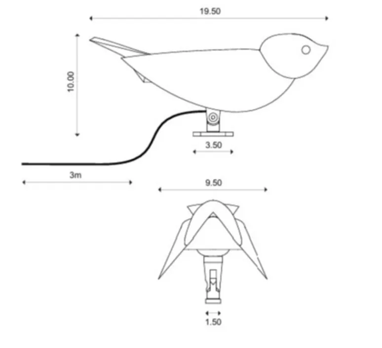 Plafonnier & Spot*Toscot Spot, Chirp, , IP55, LED, 2700K, 360 lm, L19,5cm, H10cm - noir