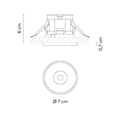 Spot, Circle 3303, noyer beige, LED, 3000K, 607 lm, Ø7cm, H6cm - Vibia
