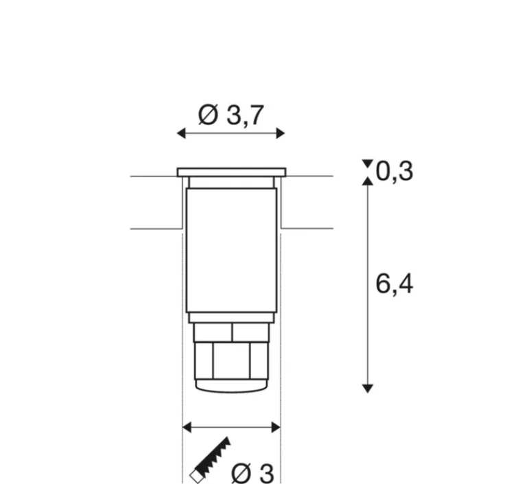 Plafonnier & Spot*SLV Spot de marche encastrable, Dasar 370, , IP67, LED, 3000K, 120 lm, Ø3,7cm, H8cm - inox