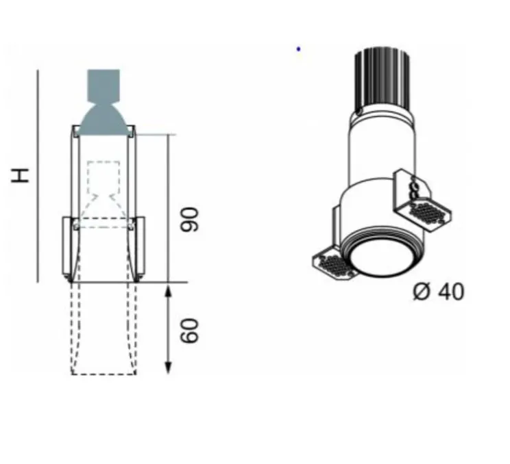 Spot encastré téléscopique, Nyx Tube, T35, mokka, H84-144mm, Ø40mm - LED- LUCIFERO'S