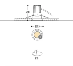 Plafonnier & Spot*DARK Spot encastrable, Atsjoem, , IP44, LED, dim, 2700k, 780 lm, Ø7,75cm, H9cm - blanc