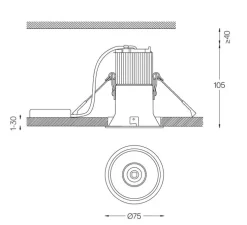 Spot encastrable, Beam, noir, LED, dim, 3000K, 520 lm, Ø7,5cm, H10,5cm - O/M Light