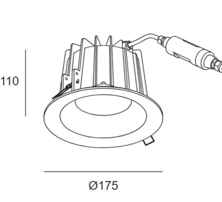 Spot encastrable, Dako, noir, IP66, LED, 3000K, 2004 lm, Ø17,5cm, H11cm-LEDS C4