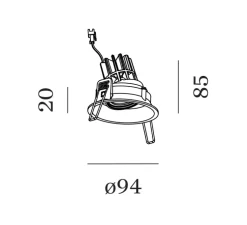 Spot encastrable, Deep Adjust 1.0 LED, blanc, LED, 2700K, 530/710lm, Ø9,4cm, H8,5cm - Wever&Ducré