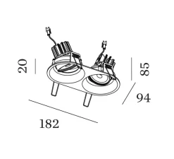 Plafonnier & Spot*Wever&Ducré Spot encastrable, Deep Adjust 2.0 LED, , LED, 3000K, 2x570/770lm, L18,2cm, H8,5cm - noir