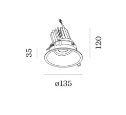 Spot encastrable, Deep Adjust Fort 1.0, blanc, LED, 3000K, 2490 lm, Ø13,5cm, H12cm - Wever&Ducré