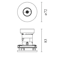 Plafonnier & Spot*Flos Spot encastrable, Eclectic 70, , LED, dim, 2700K, 395 lm, L7,2cm, P8,3cm - blanc