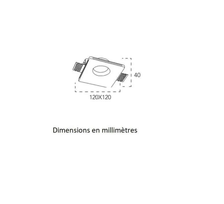 Plafonnier & Spot*Nedgis Spot encastrable en plâtre, prêt à peindre, Senso 1, , L12cm, H4cm - blanc