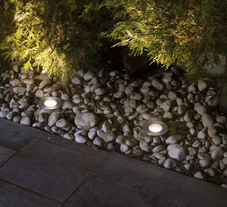 Spot encastrable, Grund, argent, LED, Ø9cm, H12,5cm, IP67, 36°- Faro