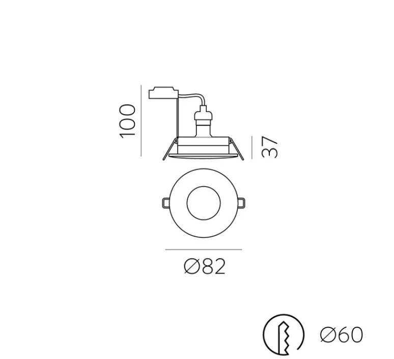 Plafonnier & Spot*ACB Spot encastrable, Hera, , IP54, Ø8,2cm, H3,7cm - nickel