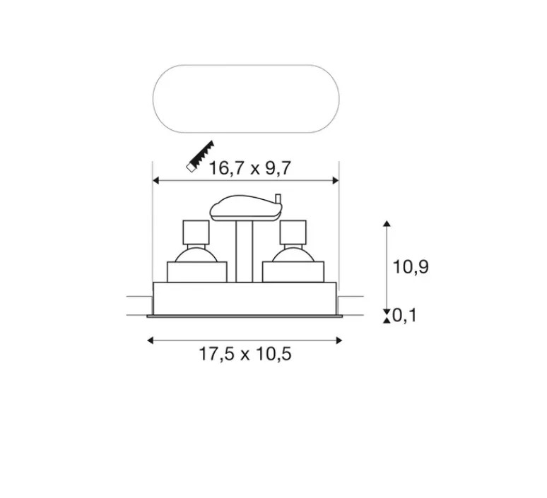 Plafonnier & Spot*SLV Spot encastrable, Horn double, , L17,5cm, H11cm - blanc